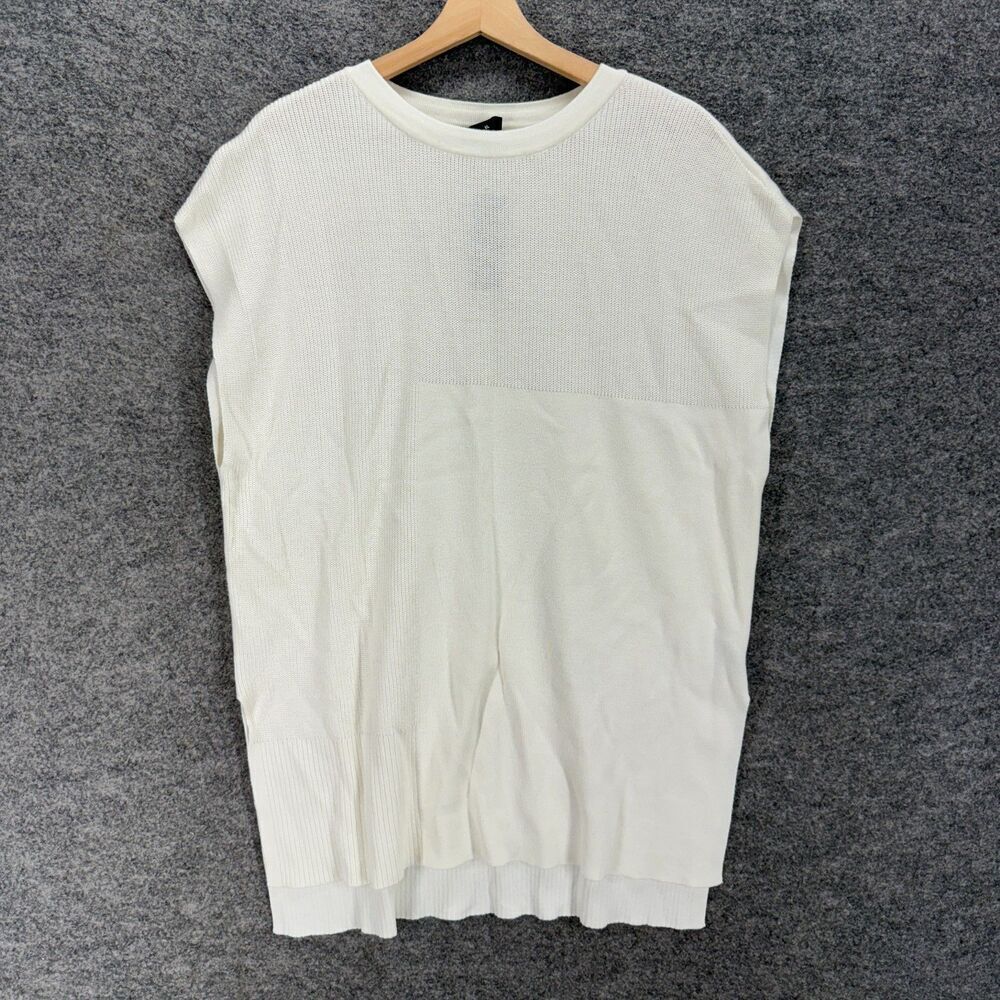 New Worthington Knit Top Women XL Beigee Short Sleeve Crew Neck Cotton Casual